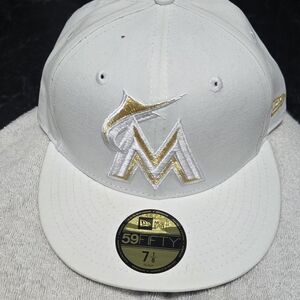 New Era White & Gold Miami Marlins 59FIFTY Fitted Cap